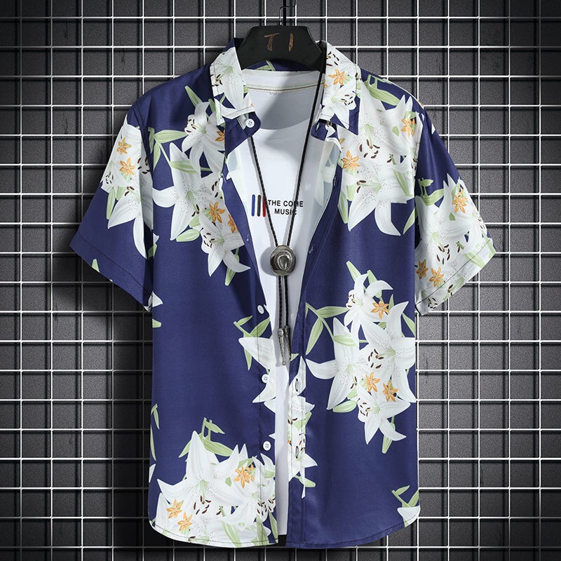 Vintage Hawaiian Floral Shirt - Hawaiiaanse strandoverhemden Casual overhemden met korte