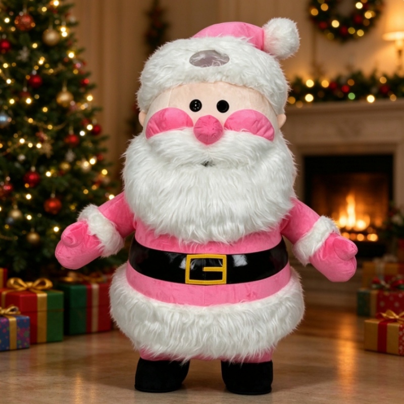 Suits - Roze opblaasbaar kerstmankostuum voor volwassenen, volledig