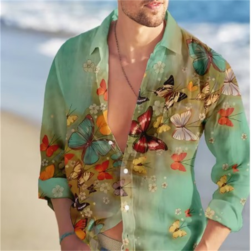 Vintage Hawaiian Floral Shirt - Vlinder Hawaiian Shirts Bloemen 3d Print