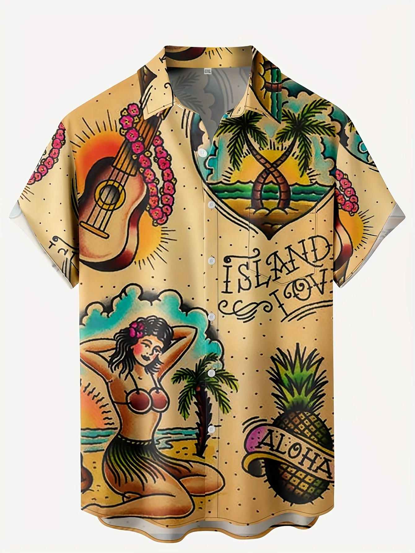 Vintage Hawaiian Floral Shirt - Multi-stijl traditionele old school tattoo print