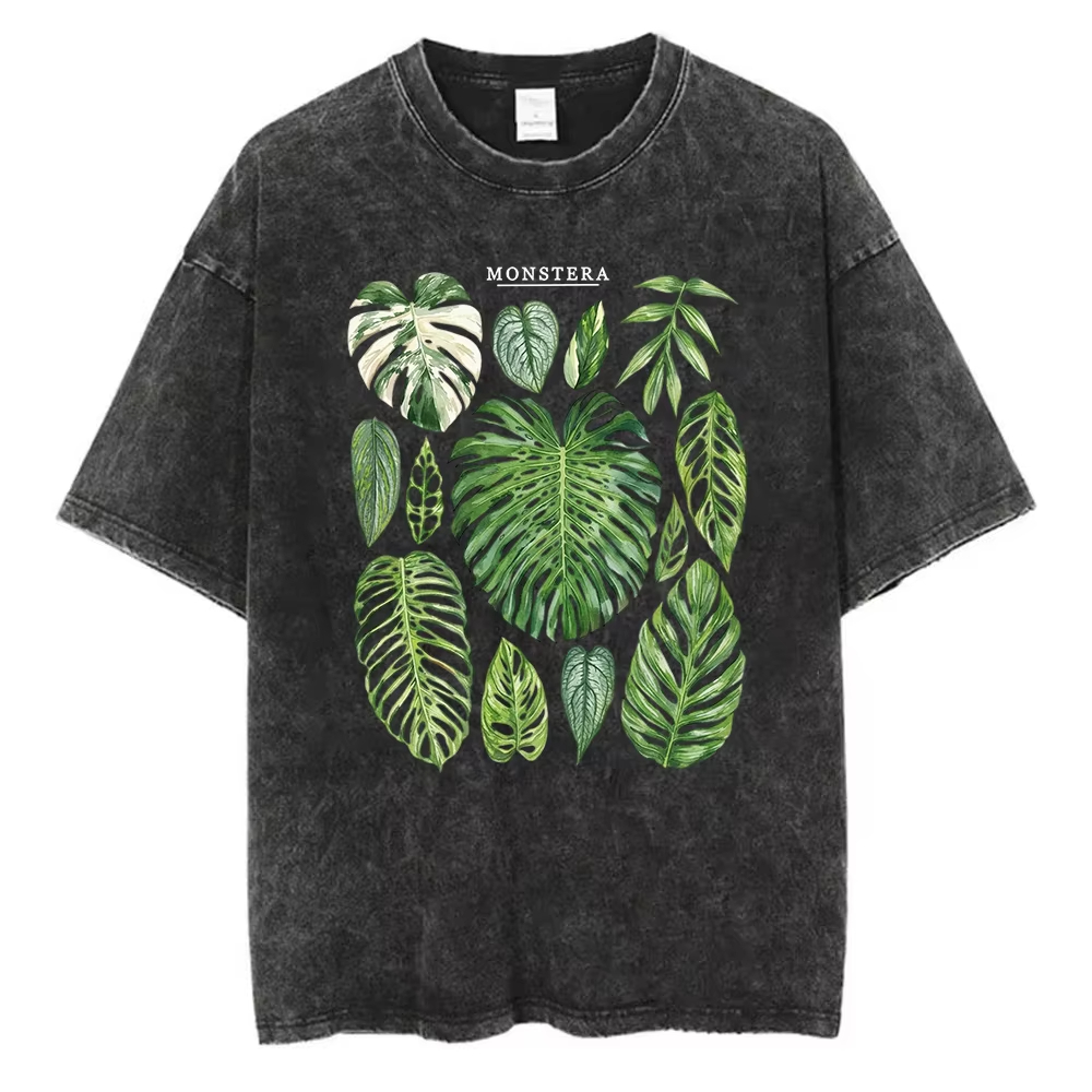 Monstera Leaves Grafisch T-shi - Acid Wash Vintage Graphic T Shirt recensie en prijs