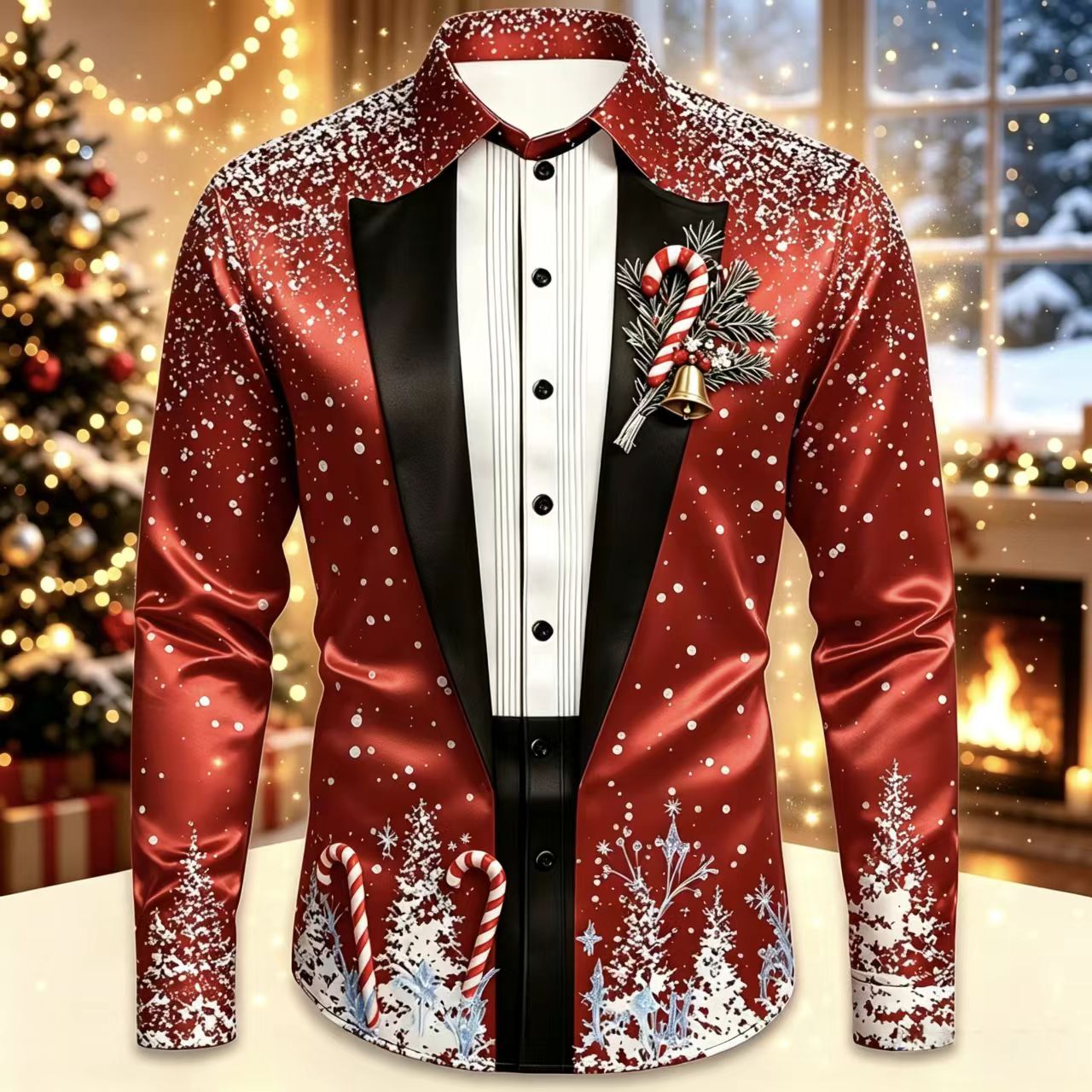 Men Christmas Satin Long Sleev - Mens Satin Silk Dress Shirt recensie en prijs