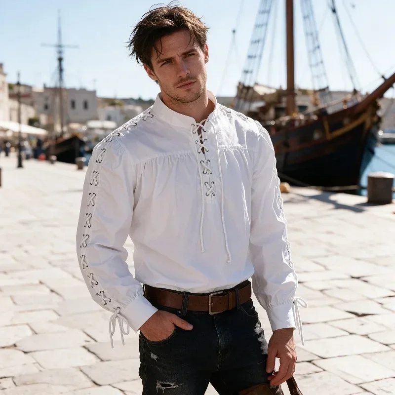 Heren Middeleeuws Piratenhemd  - Medieval Gothic Lace Up Pirate Shirt recensie en prijs