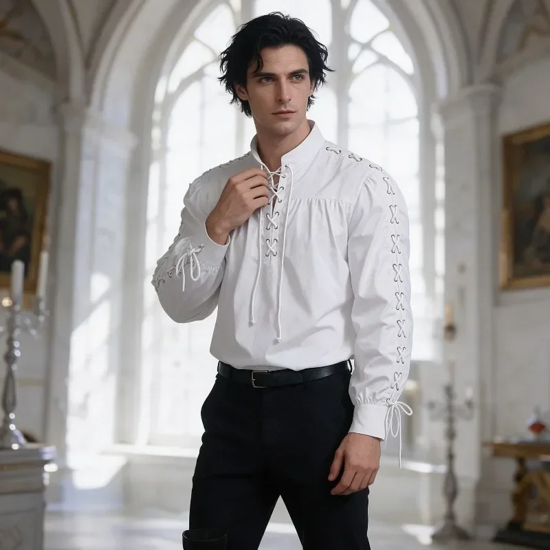 Heren Middeleeuws Piratenhemd  - Medieval Gothic Lace Up Pirate Shirt recensie en prijs