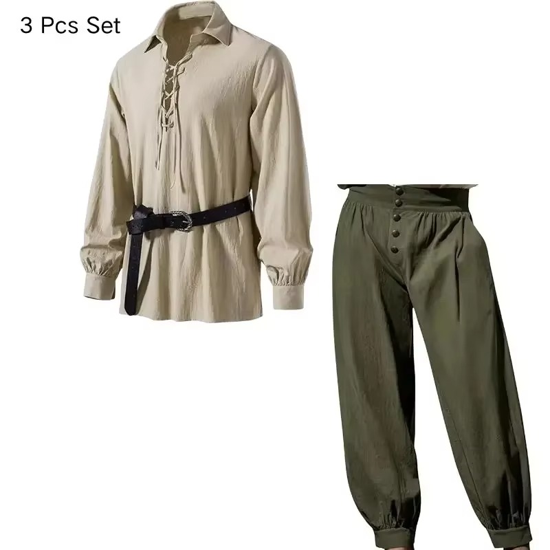 Heren Middeleeuwse Viking Pira - Medieval Gothic Lace Up Pirate Shirt recensie en prijs
